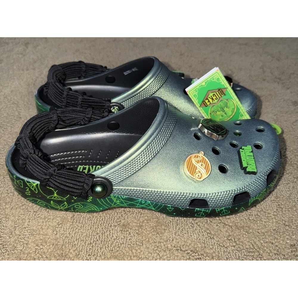 Crocs‎ Wicked Elphaba Classic Clog Jibbitz Men's Size 13 Green NWT RARE